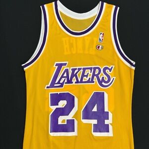Vintage Champion George Lynch Los Angeles Lakers #24 Gold Rookie Jersey 40 Men M